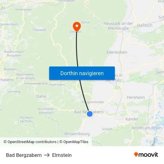 Bad Bergzabern to Elmstein map