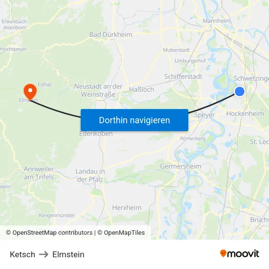 Ketsch to Elmstein map