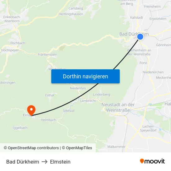 Bad Dürkheim to Elmstein map