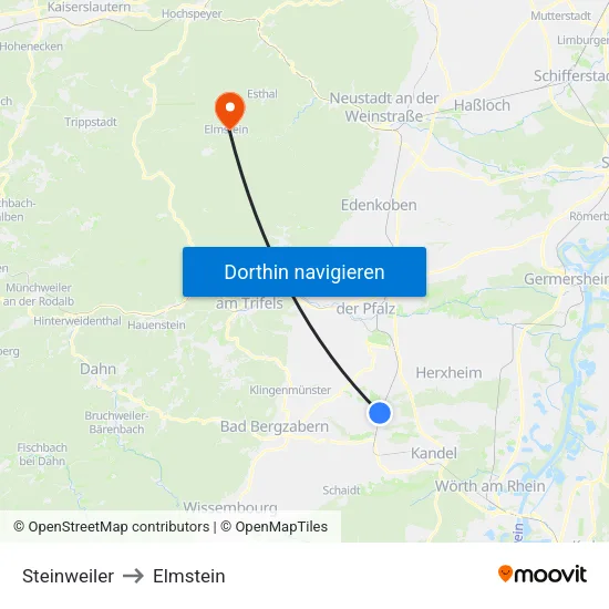 Steinweiler to Elmstein map