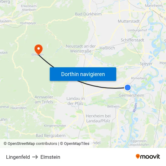 Lingenfeld to Elmstein map