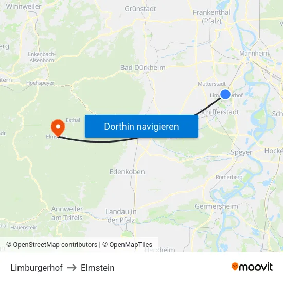 Limburgerhof to Elmstein map