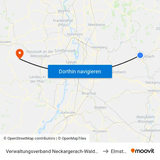 Verwaltungsverband Neckargerach-Waldbrunn to Elmstein map