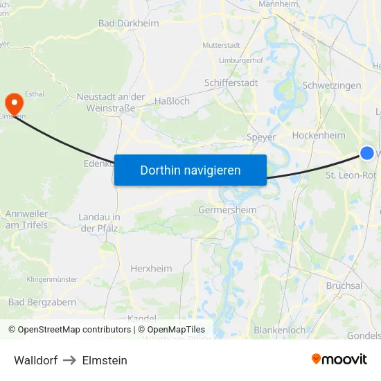 Walldorf to Elmstein map