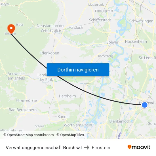 Verwaltungsgemeinschaft Bruchsal to Elmstein map