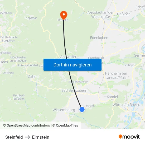 Steinfeld to Elmstein map
