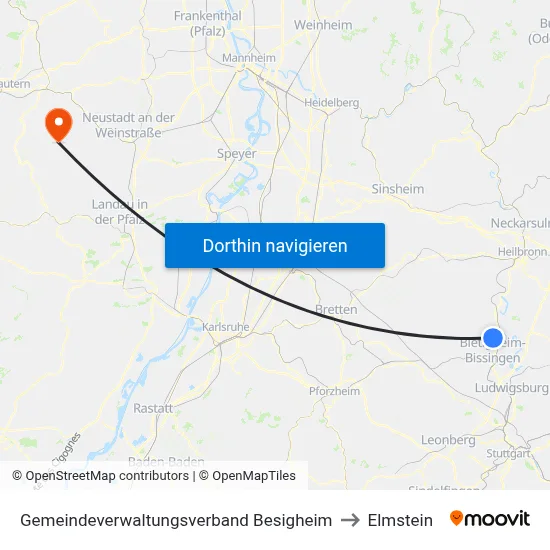 Gemeindeverwaltungsverband Besigheim to Elmstein map