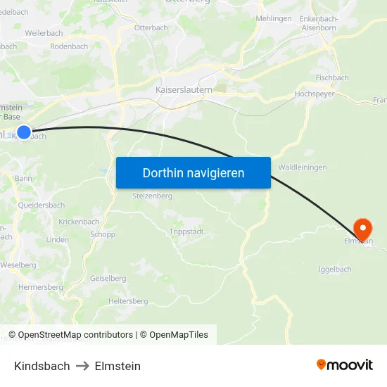 Kindsbach to Elmstein map