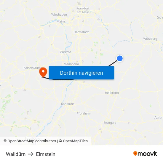 Walldürn to Elmstein map