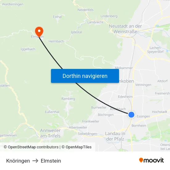 Knöringen to Elmstein map