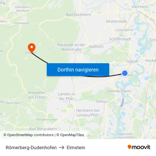Römerberg-Dudenhofen to Elmstein map