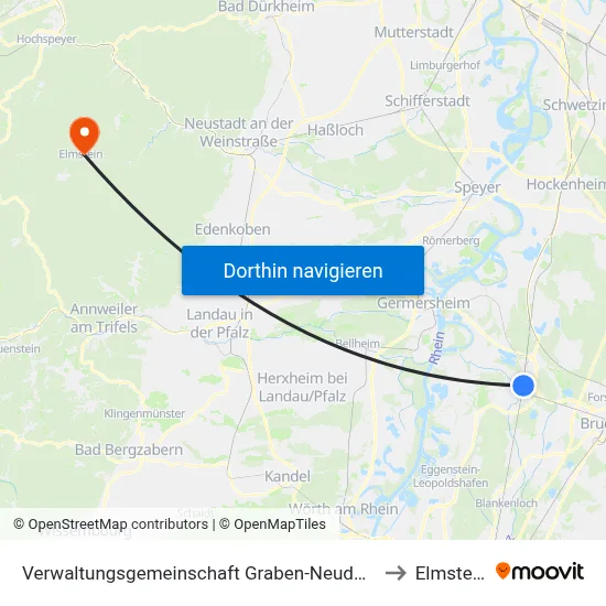 Verwaltungsgemeinschaft Graben-Neudorf to Elmstein map