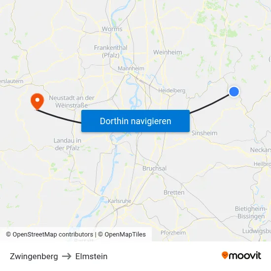 Zwingenberg to Elmstein map