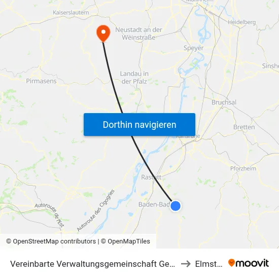 Vereinbarte Verwaltungsgemeinschaft Gernsbach to Elmstein map