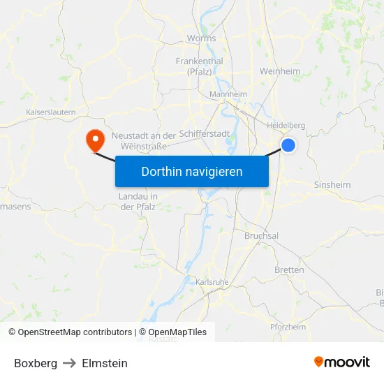 Boxberg to Elmstein map