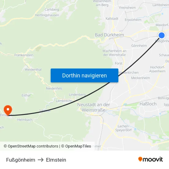 Fußgönheim to Elmstein map