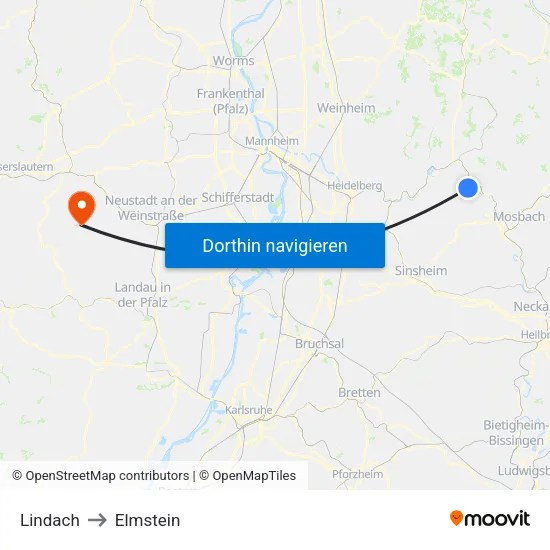 Lindach to Elmstein map