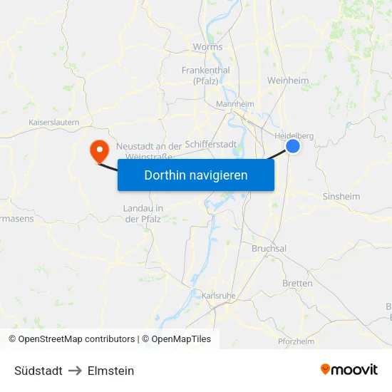 Südstadt to Elmstein map