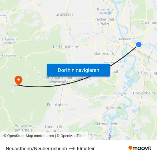Neuostheim/Neuhermsheim to Elmstein map