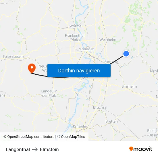 Langenthal to Elmstein map