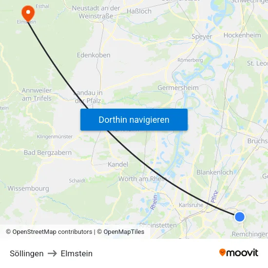 Söllingen to Elmstein map