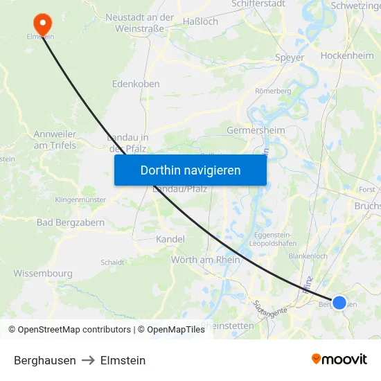 Berghausen to Elmstein map