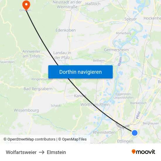 Wolfartsweier to Elmstein map