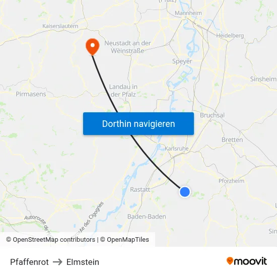 Pfaffenrot to Elmstein map