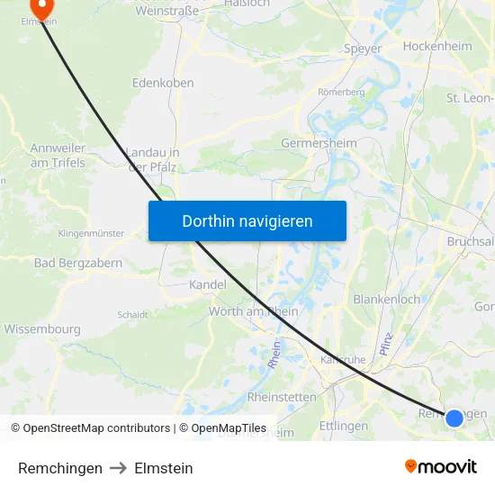 Remchingen to Elmstein map