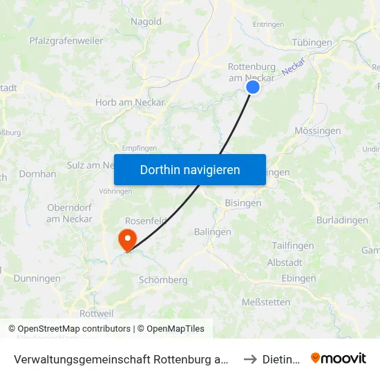 Verwaltungsgemeinschaft Rottenburg am Neckar to Dietingen map