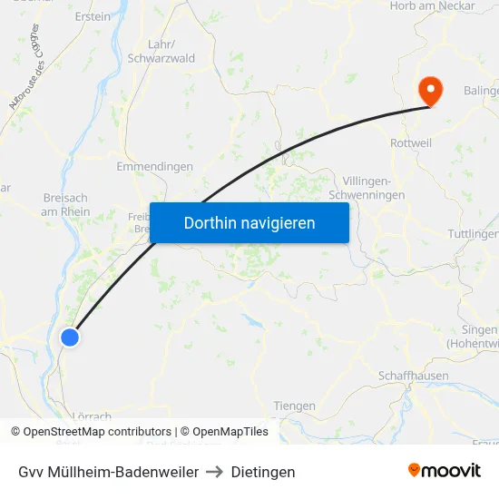 Gvv Müllheim-Badenweiler to Dietingen map