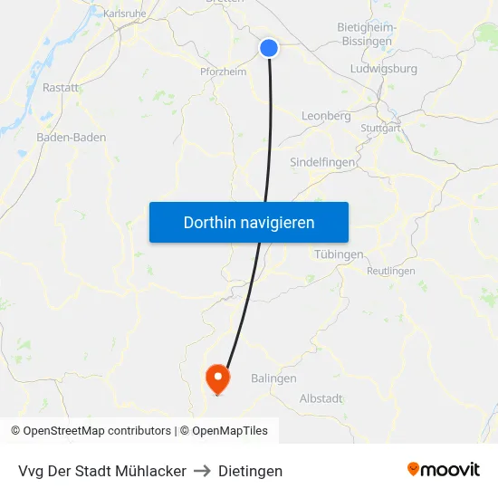 Vvg Der Stadt Mühlacker to Dietingen map