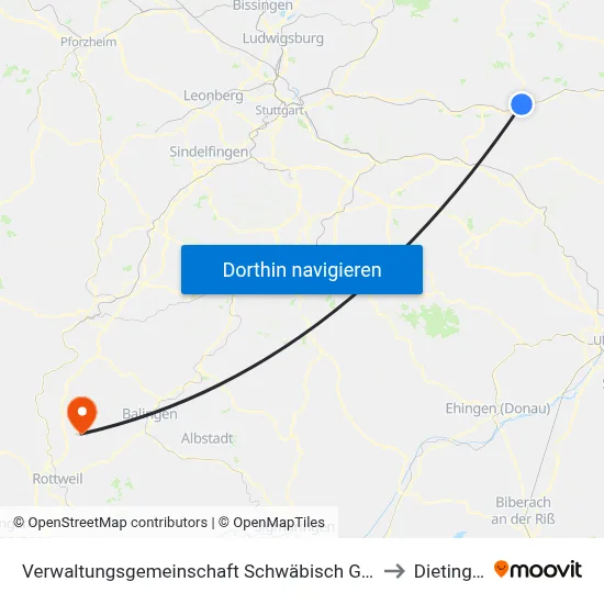 Verwaltungsgemeinschaft Schwäbisch Gmünd to Dietingen map