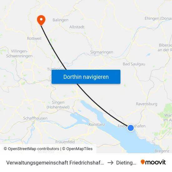Verwaltungsgemeinschaft Friedrichshafen to Dietingen map
