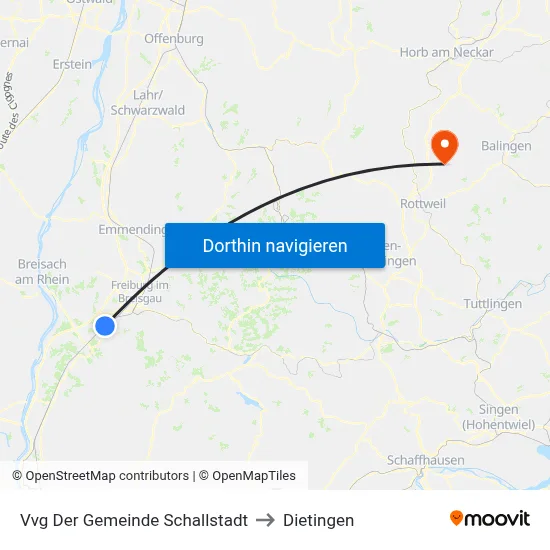 Vvg Der Gemeinde Schallstadt to Dietingen map
