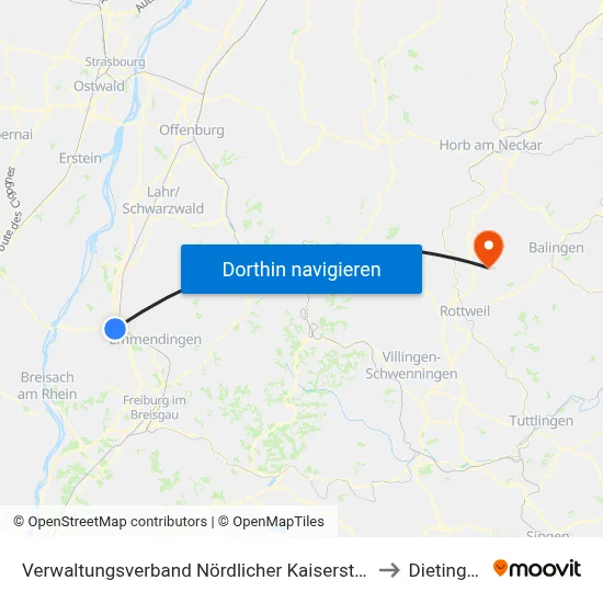 Verwaltungsverband Nördlicher Kaiserstuhl to Dietingen map