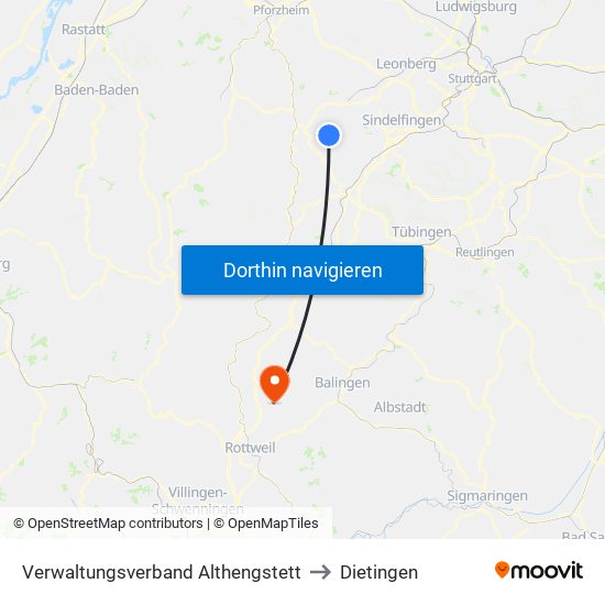 Verwaltungsverband Althengstett to Dietingen map