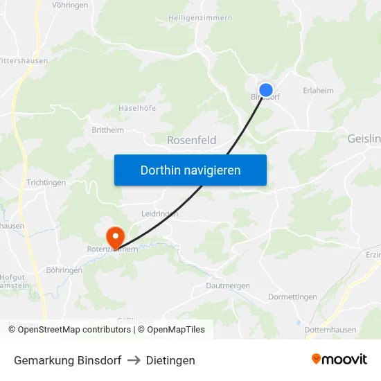 Gemarkung Binsdorf to Dietingen map
