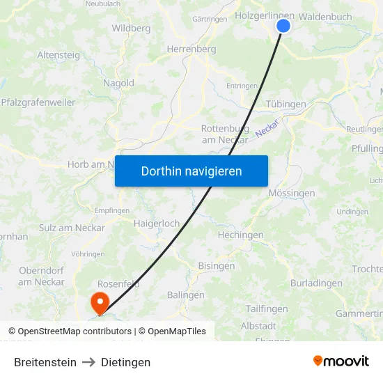 Breitenstein to Dietingen map