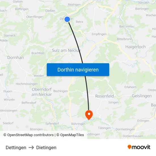 Dettingen to Dietingen map