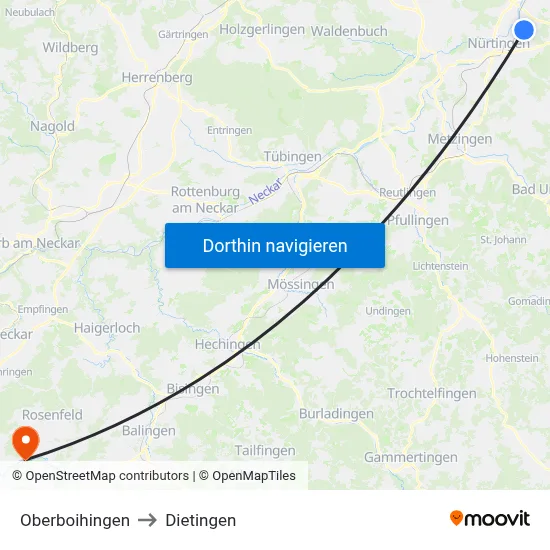 Oberboihingen to Dietingen map