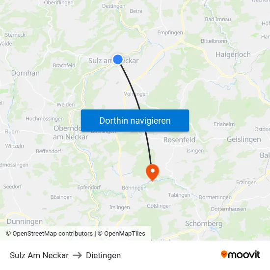 Sulz Am Neckar to Dietingen map