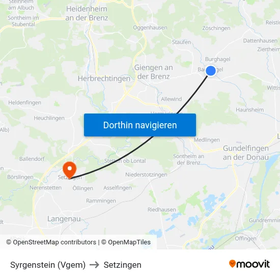 Syrgenstein (Vgem) to Setzingen map