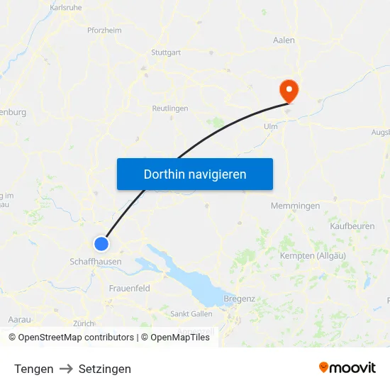 Tengen to Setzingen map