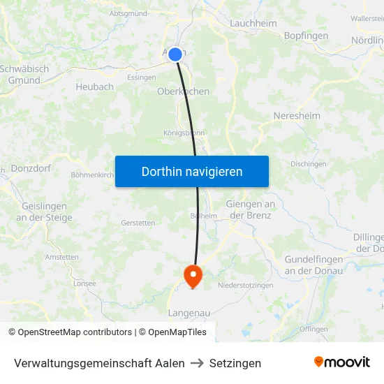 Verwaltungsgemeinschaft Aalen to Setzingen map