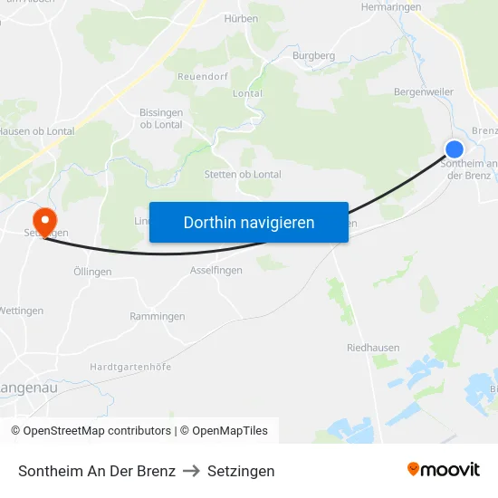 Sontheim An Der Brenz to Setzingen map