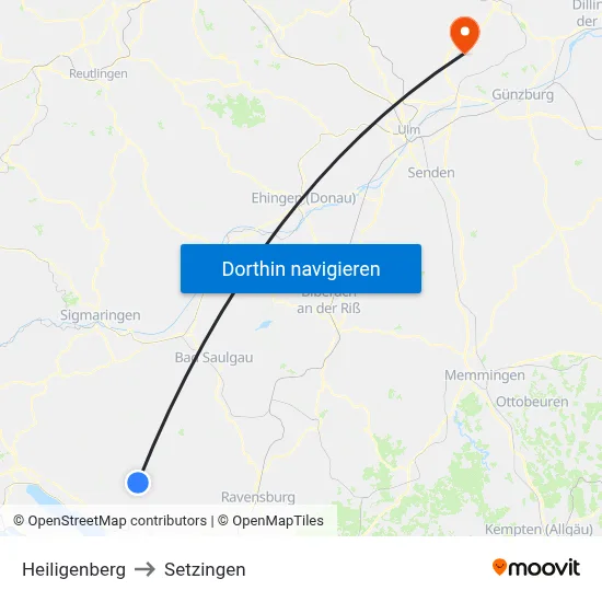 Heiligenberg to Setzingen map