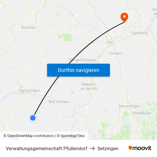 Verwaltungsgemeinschaft Pfullendorf to Setzingen map