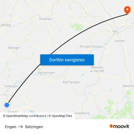 Engen to Setzingen map