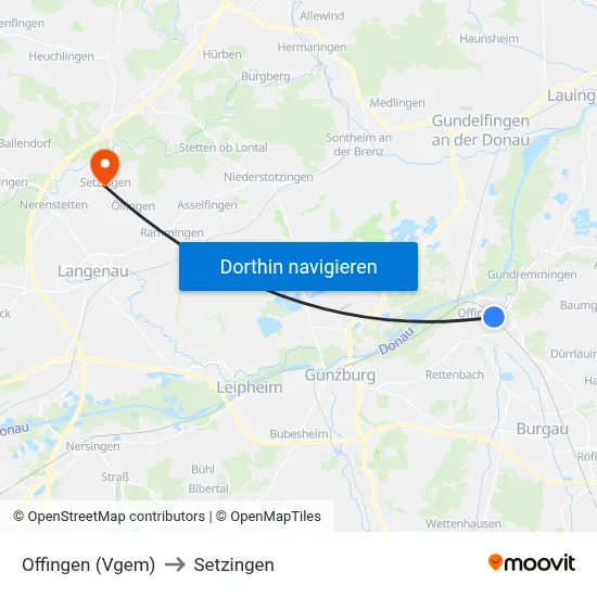 Offingen (Vgem) to Setzingen map